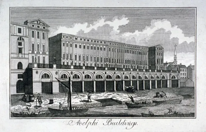 Framed Print : View of the Adelphi riverside development, Westminster, London, c1800 Framed Print : View of the Adelphi riverside development, Westminster, London, c1800