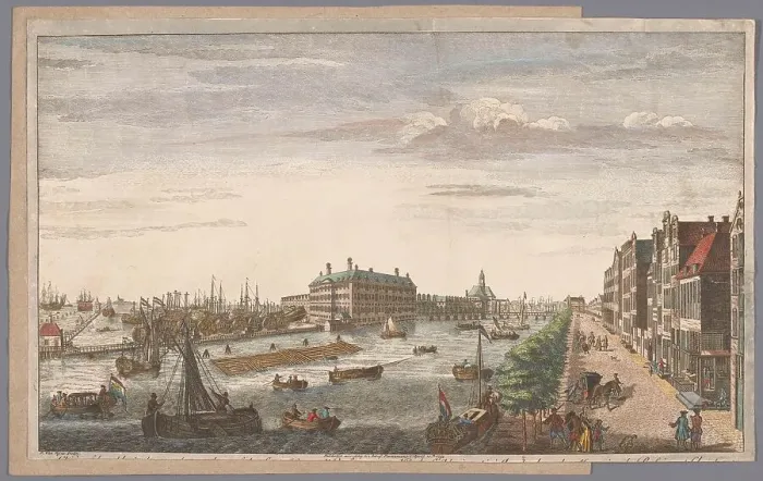 Framed Print : View of the Admiralty warehouse in Amsterdam, 1752. Creator: Anon Framed Print : View of the Admiralty warehouse in Amsterdam, 1752. Creator: Anon
