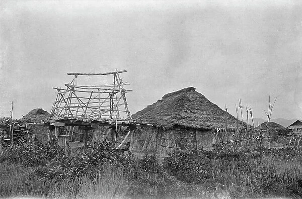 View of Ainu village, 1908. Creator: Arnold Genthe