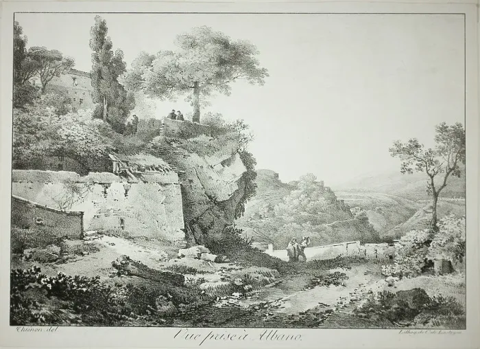 Framed Print : View of Albano, 1817. Creator: Claude Thiénon Framed Print : View of Albano, 1817. Creator: Claude Thiénon