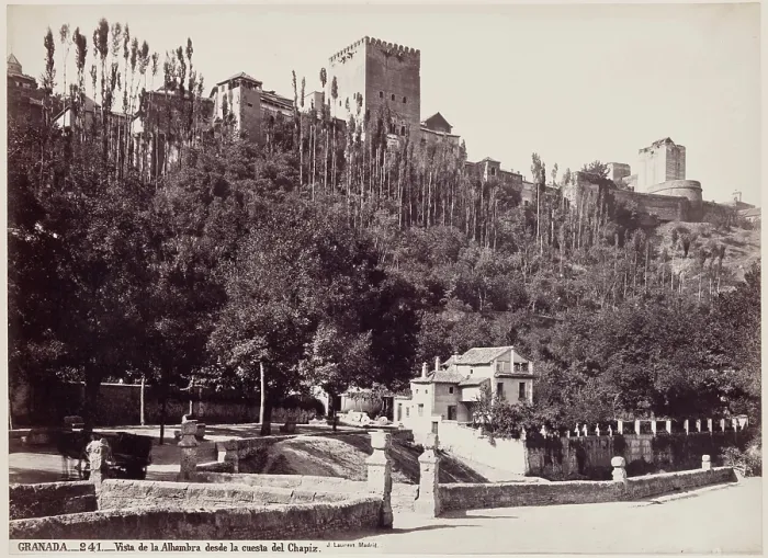 Framed Print : View of the Alhambra on the Hill of the Chapiz, Granada, between 1875 and 1892. Creator: Juan Laurent Framed Print : View of the Alhambra on the Hill of the Chapiz, Granada, between 1875 and 1892. Creator: Juan Laurent