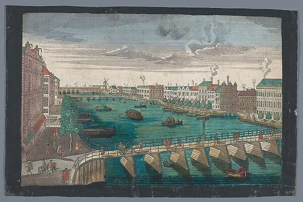 View of the Amstel between the Blauwbrug and the Hogesluis in Amsterdam, 1742-1801. Creator: Anon