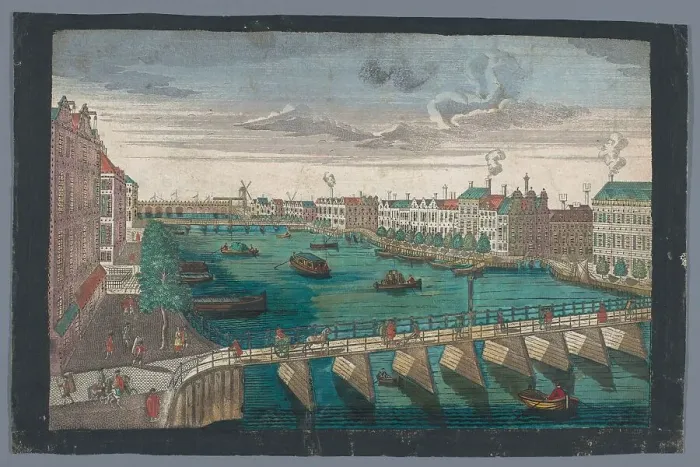 Framed Print : View of the Amstel between the Blauwbrug and the Hogesluis in Amsterdam, 1742-1801. Creator: Anon