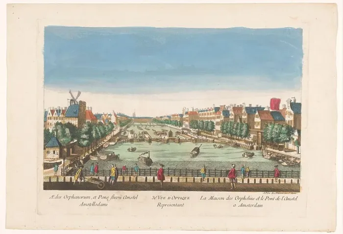 Framed Print : View of the Amstelsluizen and Diaconie Weeshuis in Amsterdam, 1745-1775. Creator: Anon