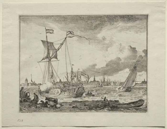 Framed Print : View of Amsterdam with Ships in Foreground, 1701. Creator: Ludolf Backhuysen (Dutch Framed Print : View of Amsterdam with Ships in Foreground, 1701. Creator: Ludolf Backhuysen (Dutch