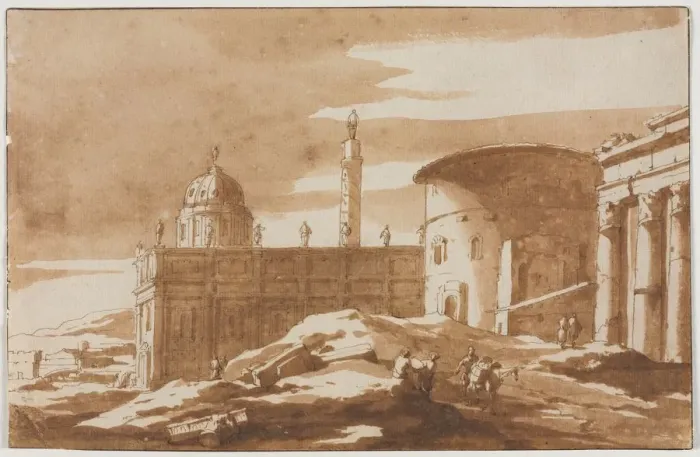 Framed Print : View of Ancient Buildings, second half 17th century. Creator: Jacob van der Ulft (Dutch Framed Print : View of Ancient Buildings, second half 17th century. Creator: Jacob van der Ulft (Dutch