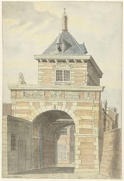 View of the ancient Vriesche Poort in Alkmaar, 1802. Creator: Jacobus Andreas Crescent