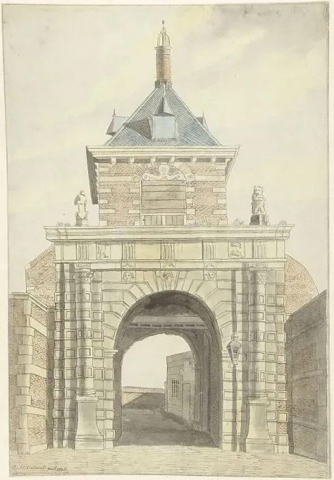 Framed Print : View of the ancient Vriesche Poort in Alkmaar, from the front, 1802. Creator: Jacobus Andreas Crescent Framed Print : View of the ancient Vriesche Poort in Alkmaar, from the front, 1802. Creator: Jacobus Andreas Crescent