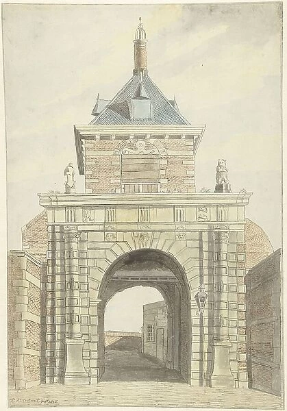 View of the ancient Vriesche Poort in Alkmaar, from the front, 1802. Creator: Jacobus Andreas Crescent