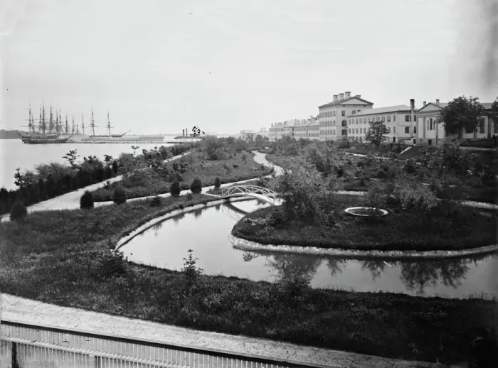 Framed Print : View of Annapolis, Maryland (Naval Academy), between 1860 and 1880. Creator: Unknown Framed Print : View of Annapolis, Maryland (Naval Academy), between 1860 and 1880. Creator: Unknown