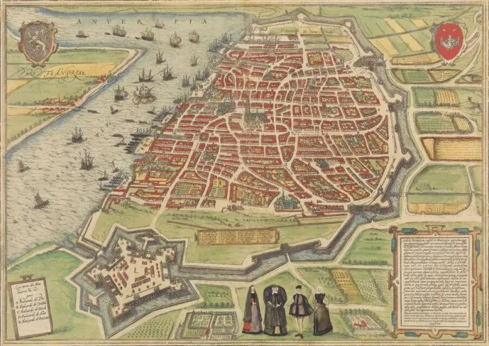 Framed Print : View of Antwerp, 1572-94. Creators: Frans Hogenberg, Simon Novellanus Framed Print : View of Antwerp, 1572-94. Creators: Frans Hogenberg, Simon Novellanus