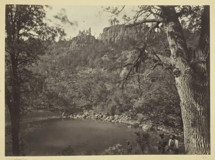 Framed Print : View on Apache Lake, Sierra Blanca Range, Arizona, 1873. Creator: Tim O Sullivan Framed Print : View on Apache Lake, Sierra Blanca Range, Arizona, 1873. Creator: Tim O Sullivan
