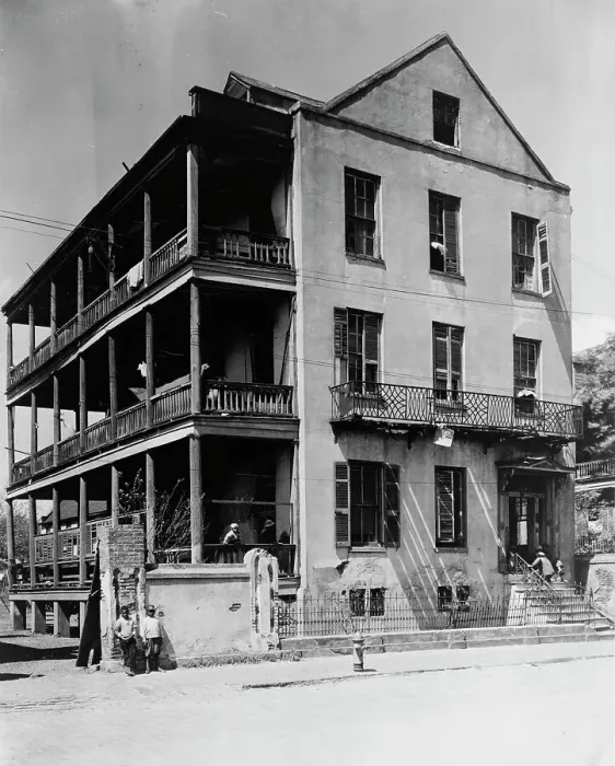 Framed Print : Front and side view of apartment(?) house, 61 Washington Street, Charleston, South... c1933 - 1940. Creator: Frances Benjamin Johnston Framed Print : Front and side view of apartment(?) house, 61 Washington Street, Charleston, South... c1933 - 1940. Creator: Frances Benjamin Johnston