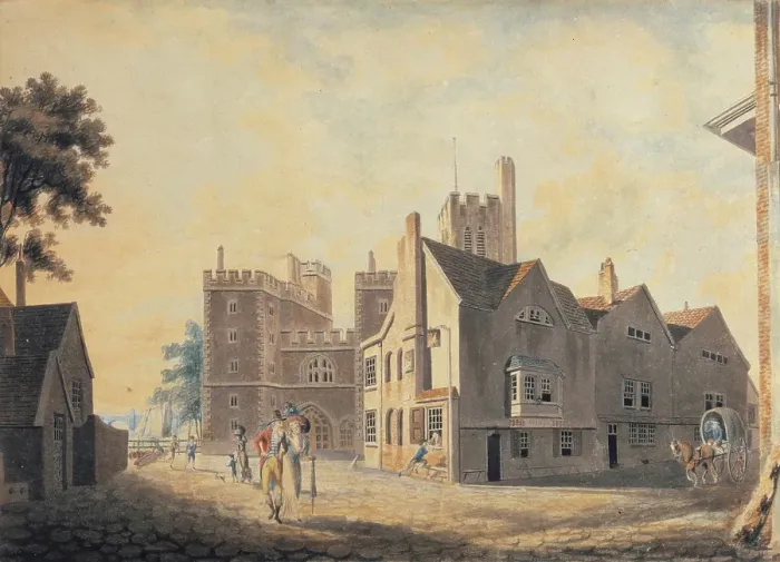 Framed Print : View of the Archbishop's Palace, Lambeth, 1790. Creator: JMW Turner. View of the Archbishop's Palace, Lambeth, 1790. Creator: JMW Turner Framed Print : View of the Archbishop's Palace, Lambeth, 1790. Creator: JMW Turner. View of the Archbishop's Palace, Lambeth, 1790. Creator: JMW Turner