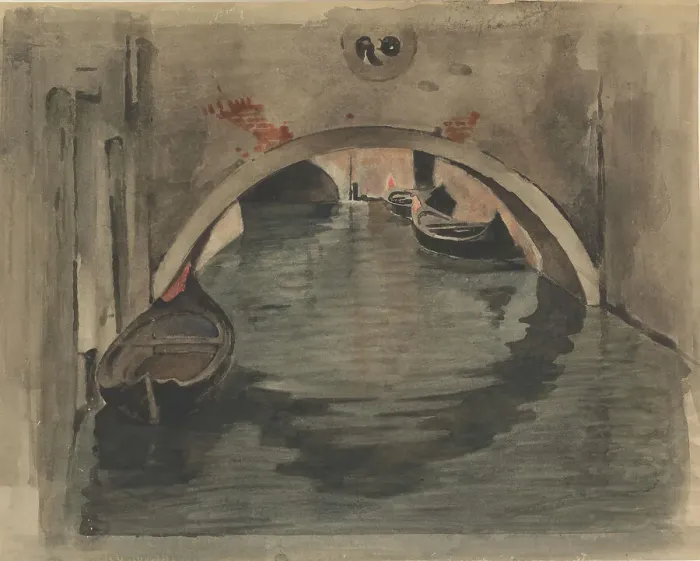 Framed Print : View under an arched bridge in Venice, 1870-1923. Creator: Willem Witsen Framed Print : View under an arched bridge in Venice, 1870-1923. Creator: Willem Witsen