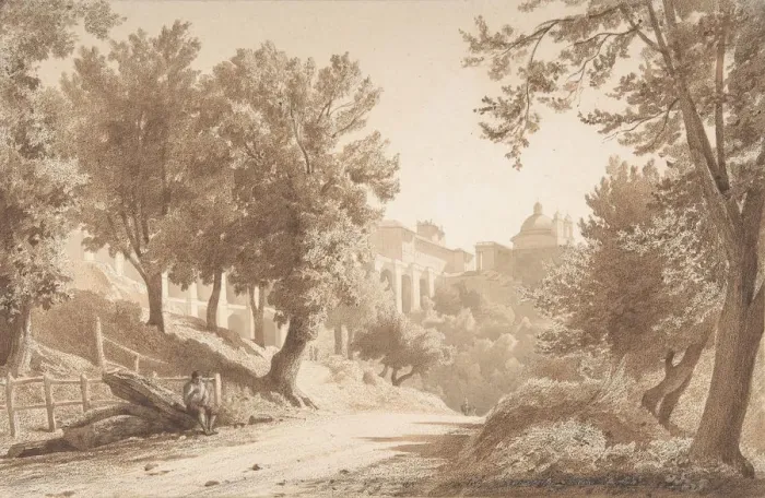 Framed Print : View of Ariccia, 1853. Creator: Jean Achille Benouville Framed Print : View of Ariccia, 1853. Creator: Jean Achille Benouville