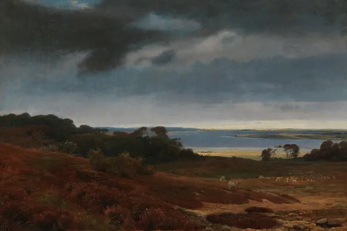 Framed Print : View from Arredsø to Frederiksværk, 1844. Creator: Johan Thomas Lundbye Framed Print : View from Arredsø to Frederiksværk, 1844. Creator: Johan Thomas Lundbye
