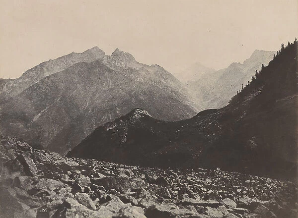 View of the Arruns Pass and Peak from the Pont de Soube, 1852. Creator: John Stewart