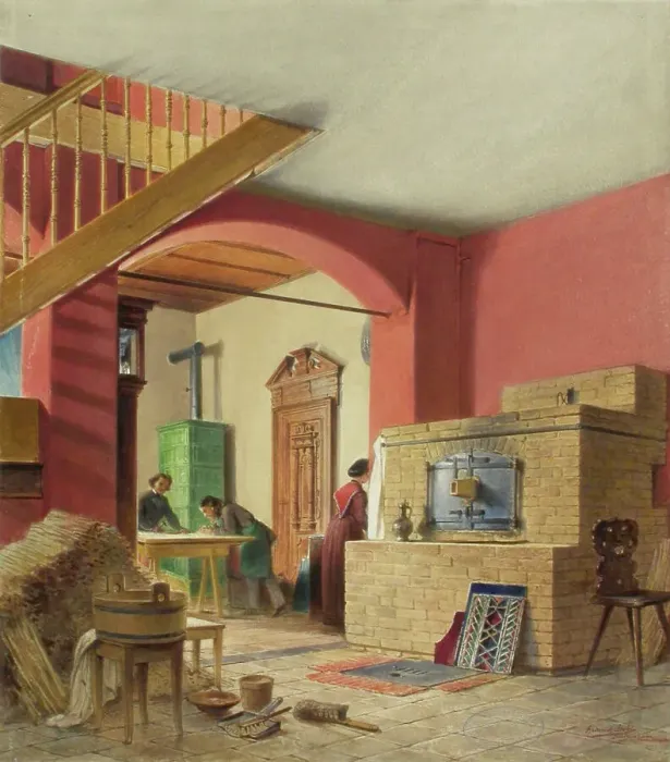 Framed Print : A view of the artist Vladimir Svertskov's stained glass studio in Schleißheim, 1850-1889. Creator: Heinrich Stohl Framed Print : A view of the artist Vladimir Svertskov's stained glass studio in Schleißheim, 1850-1889. Creator: Heinrich Stohl