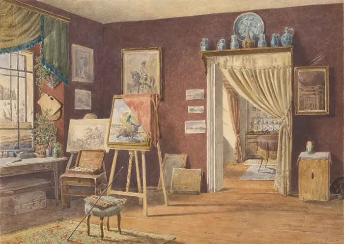 Framed Print : View of the artist's studio, 1891. Creator: Friedrich Carl von Scheidlin. View of the artist's studio, 1891. Creator: Friedrich Carl von Scheidlin Framed Print : View of the artist's studio, 1891. Creator: Friedrich Carl von Scheidlin. View of the artist's studio, 1891. Creator: Friedrich Carl von Scheidlin