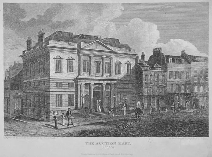 Framed Print : View of the Auction Mart in Bartholomew Lane, City of London, 1815. Artist: J Shury Framed Print : View of the Auction Mart in Bartholomew Lane, City of London, 1815. Artist: J Shury