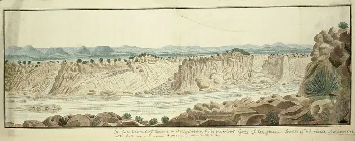Framed Print : View of the Augrabies Falls on the Orange River, 1778-1779. Creator: Robert Jacob Gordon Framed Print : View of the Augrabies Falls on the Orange River, 1778-1779. Creator: Robert Jacob Gordon