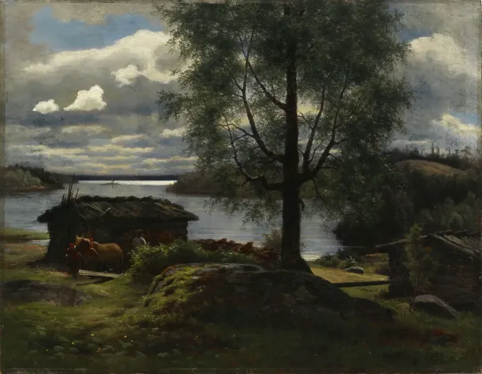 Framed Print : View from Aurejarvi lake in the Parish of Kuru, 1872. Creator: August Fredrik Ahlstedt Framed Print : View from Aurejarvi lake in the Parish of Kuru, 1872. Creator: August Fredrik Ahlstedt