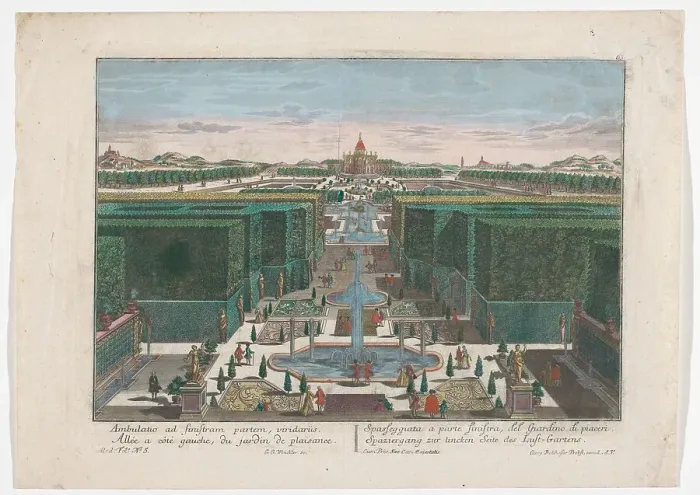 Framed Print : View on a avenue on the left side of a garden, 1742-1801. Creator: Georg Gottfried Winckler Framed Print : View on a avenue on the left side of a garden, 1742-1801. Creator: Georg Gottfried Winckler