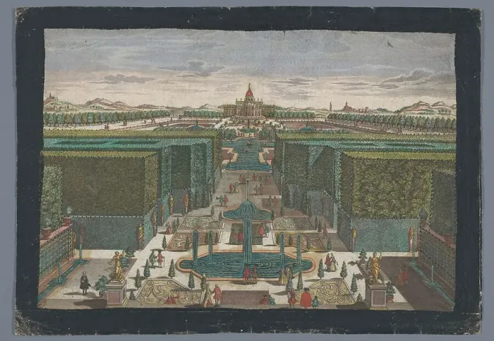 Framed Print : View of an avenue on the left side of a garden, 1742-1801. Creator: Georg Gottfried Winckler Framed Print : View of an avenue on the left side of a garden, 1742-1801. Creator: Georg Gottfried Winckler