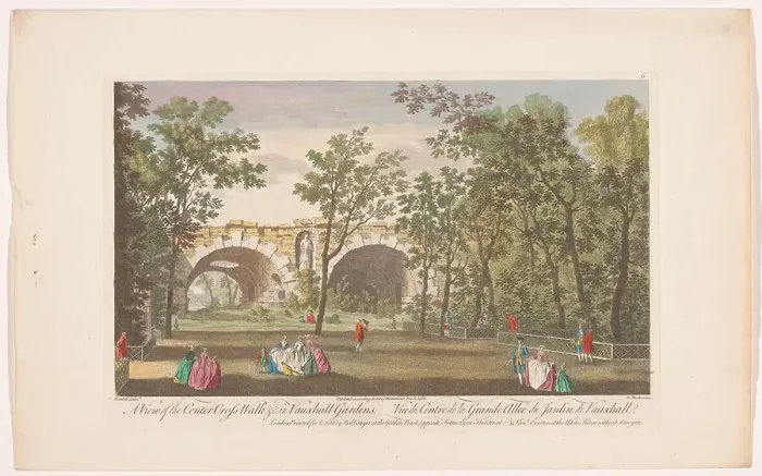 Framed Print : View of an avenue in Vauxhall Gardens in London, 1751. Creator: Edward Rooker Framed Print : View of an avenue in Vauxhall Gardens in London, 1751. Creator: Edward Rooker