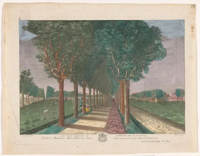 Framed Print : View of a avenue in the vicinity of the Dammtor in Hamburg, 1783. Creator: Anon Framed Print : View of a avenue in the vicinity of the Dammtor in Hamburg, 1783. Creator: Anon