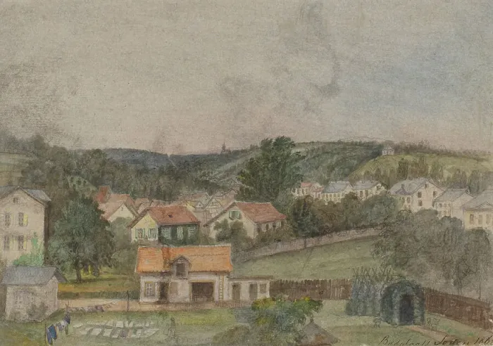 Framed Print : View of Bad Soden am Taunus, Germany, 1868. Creator: Adrianus Johannes Bik Framed Print : View of Bad Soden am Taunus, Germany, 1868. Creator: Adrianus Johannes Bik
