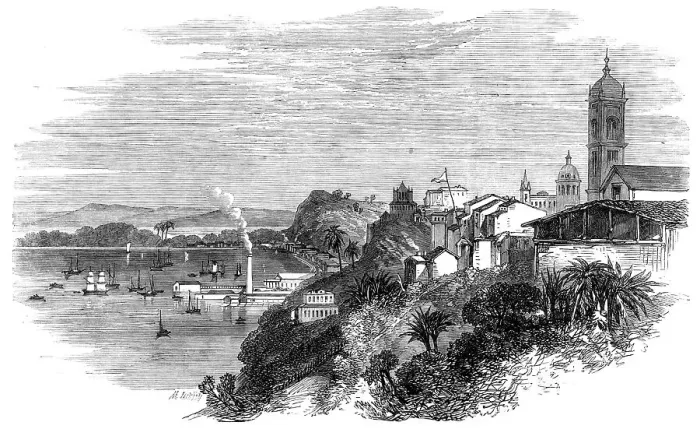 Framed Print : View of Bahia from the Public Gardens, 1864. Creator: Mason Jackson Framed Print : View of Bahia from the Public Gardens, 1864. Creator: Mason Jackson