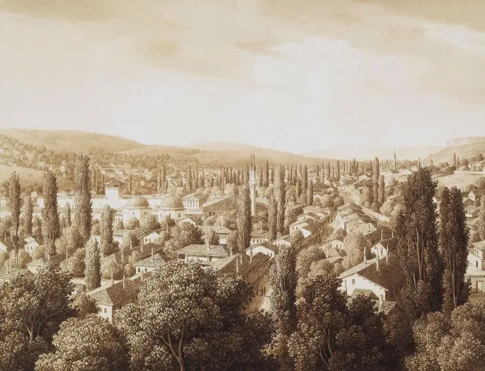 Framed Print : View of Bakhchisaray, 1824. Artist: Kugelgen, Carl Ferdinand, von (1772-1832) Framed Print : View of Bakhchisaray, 1824. Artist: Kugelgen, Carl Ferdinand, von (1772-1832)