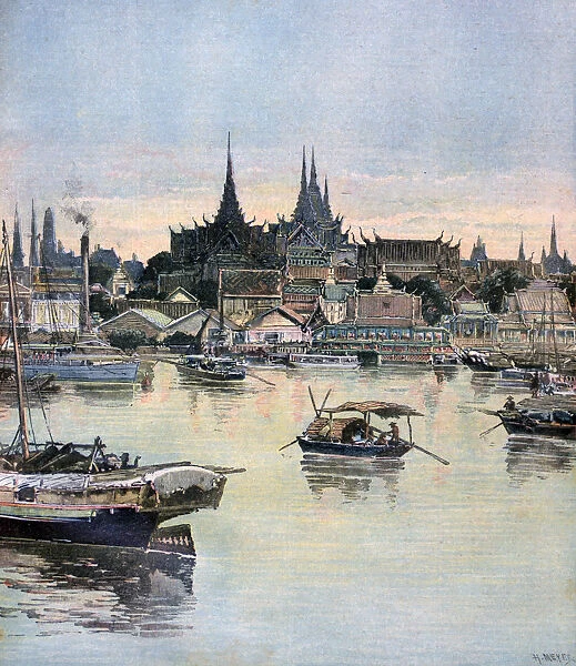 View of Bangkok, 1893. Artist: Henri Meyer