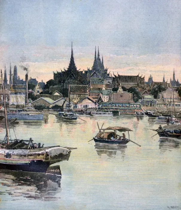 Framed Print : View of Bangkok, 1893. Artist: Henri Meyer Framed Print : View of Bangkok, 1893. Artist: Henri Meyer