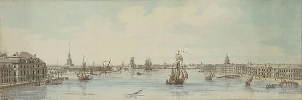 View of the banks of the river Neva between the Winter Palace and the Academy of Sciences. Artist: Lespinasse, Louis-Nicolas de (1734-1808)