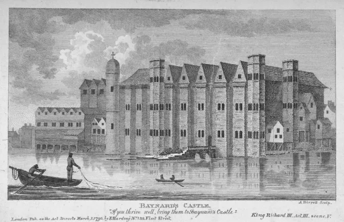 Framed Print : View of Barnards Castle with boats on the River Thames, City of London, 1790. Artist Framed Print : View of Barnards Castle with boats on the River Thames, City of London, 1790. Artist