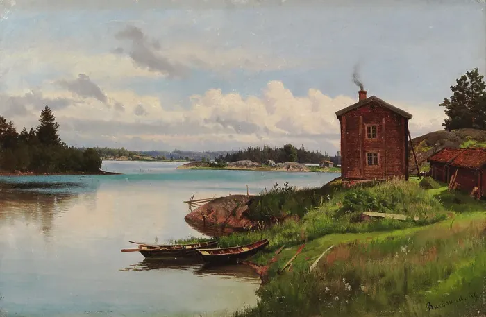 Framed Print : View of the Barösund Strait, a Study, 1869. Creator: Hjalmar Munsterhjelm Framed Print : View of the Barösund Strait, a Study, 1869. Creator: Hjalmar Munsterhjelm