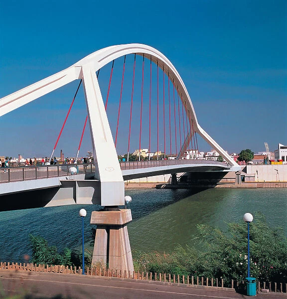 View of the Barqueta bridge in Seville