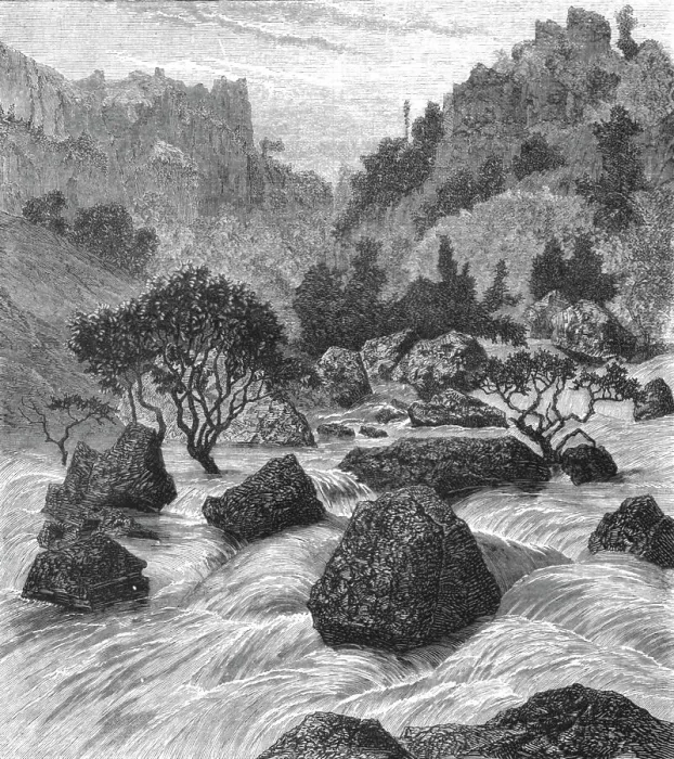 Framed Print : View on the Bashilo; A journey through Soudan and Western Abyssinia, with Reminiscences... 1875. Creator: Unknown Framed Print : View on the Bashilo; A journey through Soudan and Western Abyssinia, with Reminiscences... 1875. Creator: Unknown