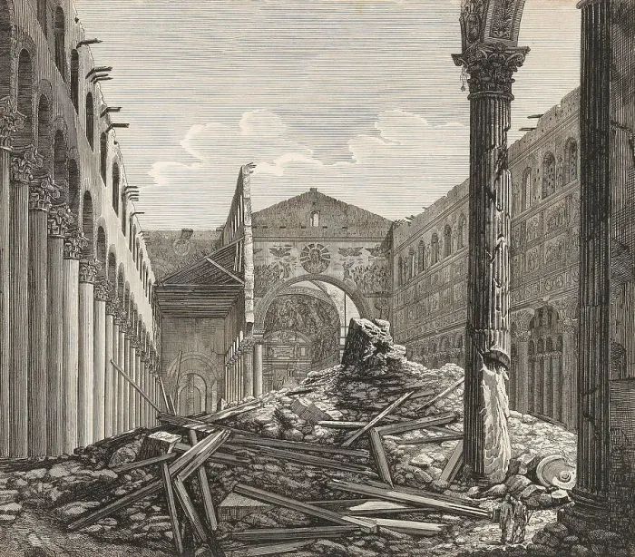Framed Print : View of the Basilica of Saint Paul Outside the Walls in Rome, 1823. Creator: Rossini, Luigi (1790-1857) Framed Print : View of the Basilica of Saint Paul Outside the Walls in Rome, 1823. Creator: Rossini, Luigi (1790-1857)