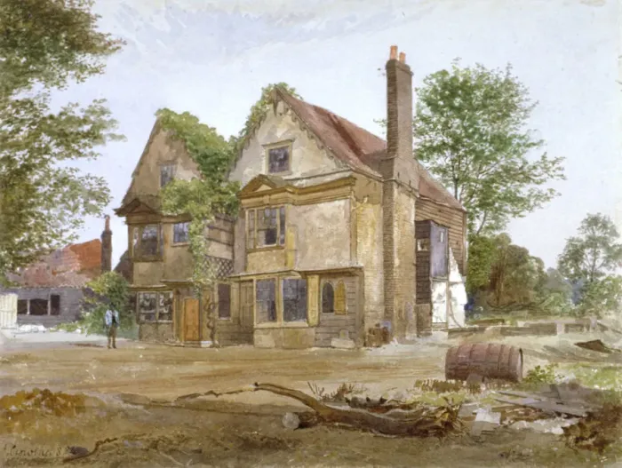 Framed Print : Front view of Basing Manor House, Peckham High Street, Camberwell, London, 1884. Artist Framed Print : Front view of Basing Manor House, Peckham High Street, Camberwell, London, 1884. Artist