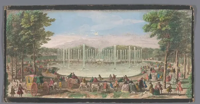Framed Print : View of the Bassin De Neptune in the garden of Versailles, c.1691-after 1753. Creator: Jacques Rigaud Framed Print : View of the Bassin De Neptune in the garden of Versailles, c.1691-after 1753. Creator: Jacques Rigaud