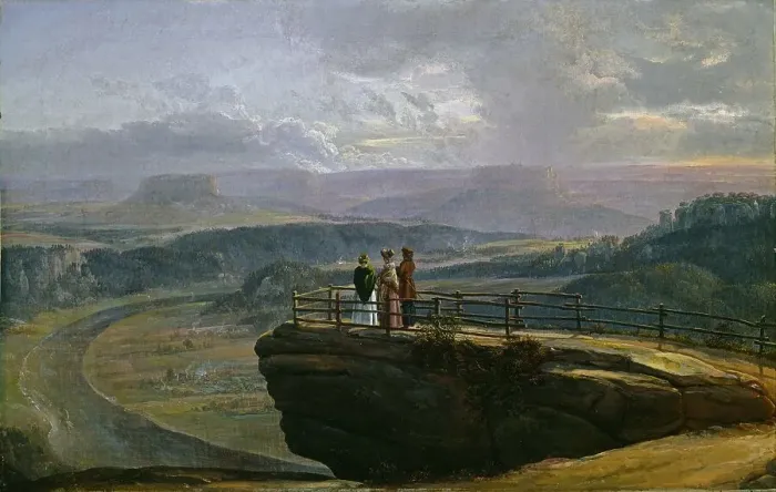 Framed Print : View from Bastei, 1819. Creator: Dahl, Johan Christian Clausen (1788-1857)