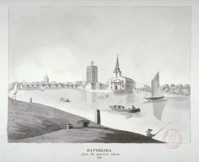 Framed Print : View of Battersea from across the River Thames, London, 1796 Framed Print : View of Battersea from across the River Thames, London, 1796