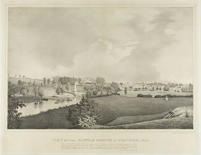 Framed Print : View of the Battle Ground at Concord, Massachusetts, c. 1850. Creator: Fitz Hugh Lane Framed Print : View of the Battle Ground at Concord, Massachusetts, c. 1850. Creator: Fitz Hugh Lane