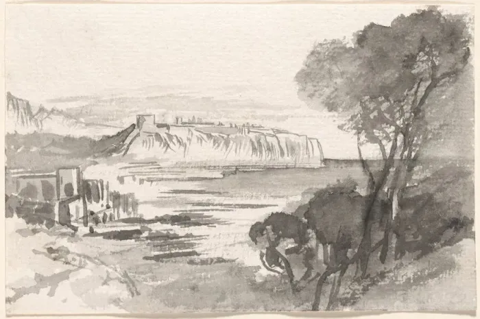 Framed Print : View across a Bay (Monaco), 1884 / 1885. Creator: Edward Lear Framed Print : View across a Bay (Monaco), 1884 / 1885. Creator: Edward Lear
