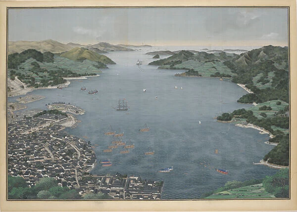 View of the bay of Nagasaki, c. 1833. Creator: Kawahara, Keiga (1786-after 1860)
