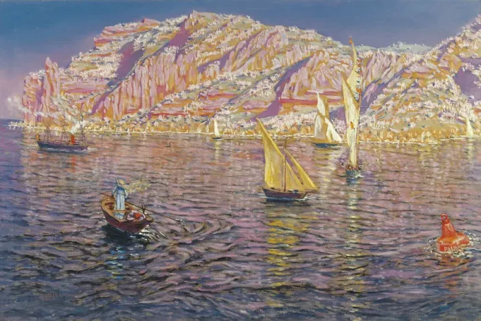 Framed Print : View of the Bay of Palma de Mallorca. Artist: Munoz Degrain, Antonio (1840-1924) Framed Print : View of the Bay of Palma de Mallorca. Artist: Munoz Degrain, Antonio (1840-1924)